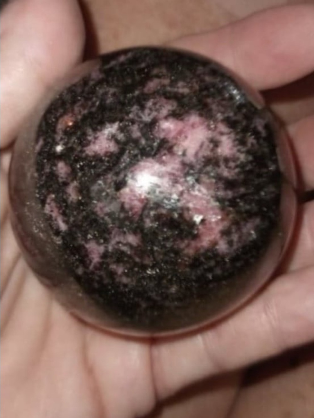Icy Rhodonite Sphere - Picture 2 of 4